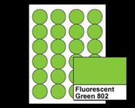 Picture of 1-2/3" Circle Laser Labels, Fluorescent Green 802, 24/Sheet
