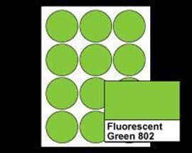 Picture of 2-1/2" Circle Laser Labels, Fluorescent Green 802, 12/Sheet