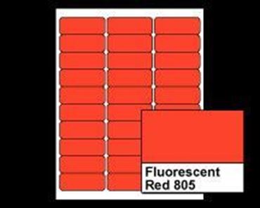 Picture of 2-5/8" X 1" Laser Labels, Fluorescent Red 805, 30/Sheet