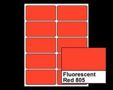 Picture of 4" X 2" Laser Labels, Fluorescent Red 805, 10/Sheet