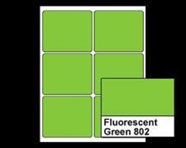 Picture of 4" X 3-1/3" Laser Labels, Fluorescent Green 802, 6/Sheet