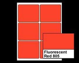 Picture of 4" X 3-1/3" Laser Labels, Fluorescent Red 805, 6/Sheet