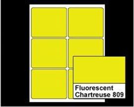 Picture of 4" X 3-1/3" Laser Labels, Fluorescent Chartreuse 809, 6/Sheet