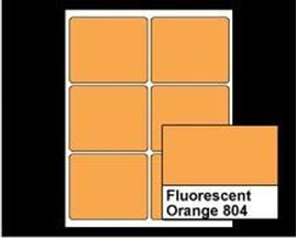 Picture of 4" X 3-1/3" Laser Labels, Fluorescent Orange 804, 6/Sheet